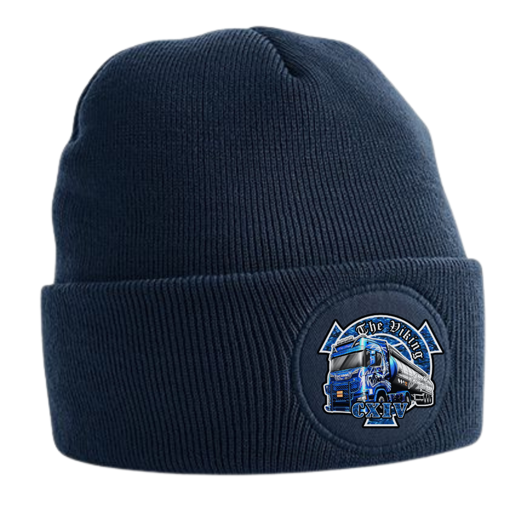 Strickmütze Beanie mit Emblem rund